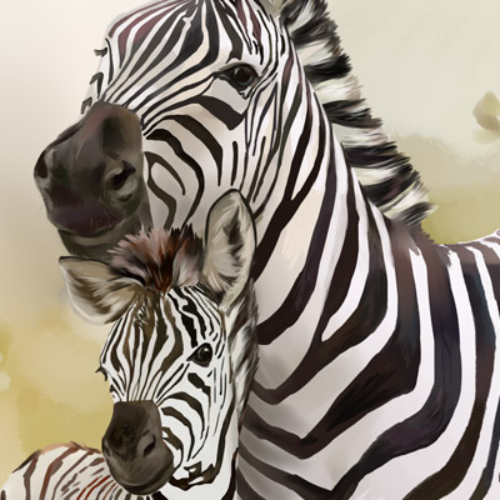 (s109-40-F) Zebra Mom & Baby