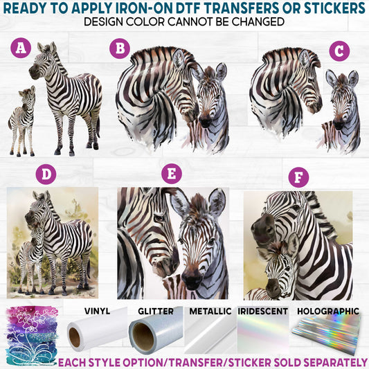 (s109-40) Watercolor Zebra Printed Heat Transfer or Sticker