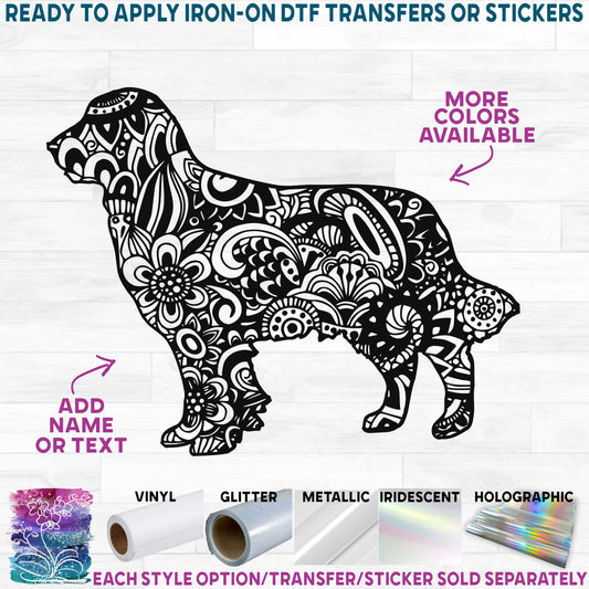 (s011-1-A2) Golden Retriever Dog Zentangle Mandala Floral Doodle