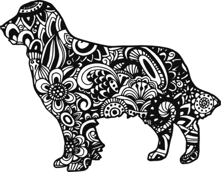 (s011-1-A2) Golden Retriever Dog Zentangle Mandala Floral Doodle
