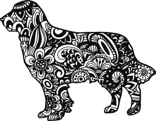 (s011-1-A2) Golden Retriever Dog Zentangle Mandala Floral Doodle