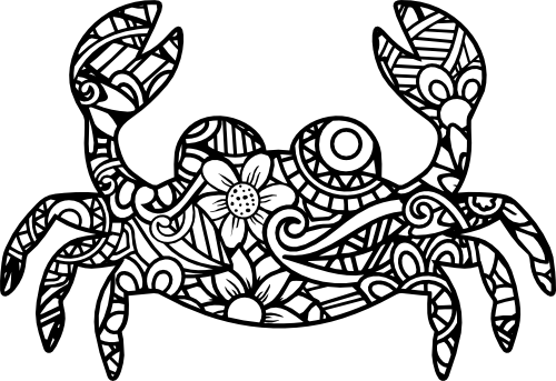 (s011-1-A5) Crab Zentangle Mandala Floral Doodle