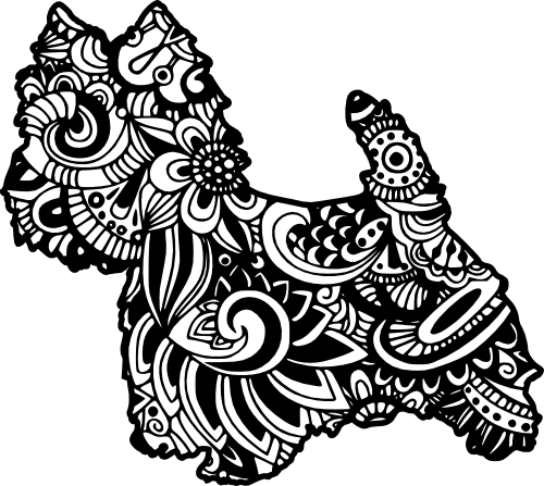 (s011-1-B2) Westie Dog Zentangle Mandala Floral Doodle