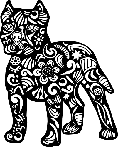 (s011-1-B3) Pitbull Dog Zentangle Mandala Floral Doodle