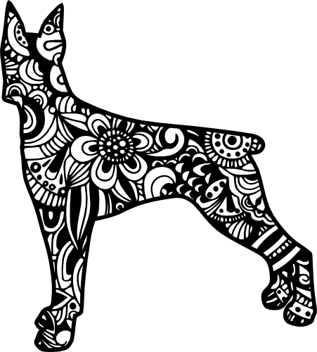 (s011-1-C3) Doberman Dog Zentangle Mandala Floral Doodle