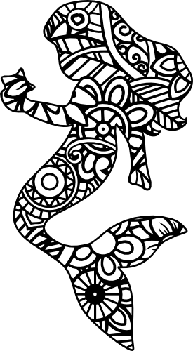 (s011-1-C5) Mermaid Zentangle Mandala Floral Doodle