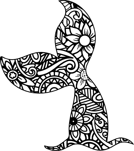 (s011-1-E5) Mermaid Tail Zentangle Mandala Floral Doodle