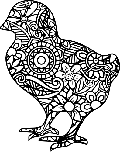 (s011-1-E) Chicken Chick Zentangle Mandala Floral Doodle