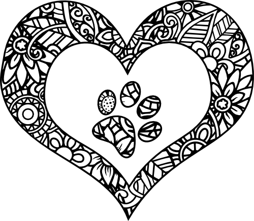 (s011-1-F3) Dog Cat Paw Print Heart Zentangle Mandala Floral Doodle