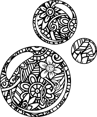 (s011-1-F5) Bubbles Zentangle Mandala Floral Doodle