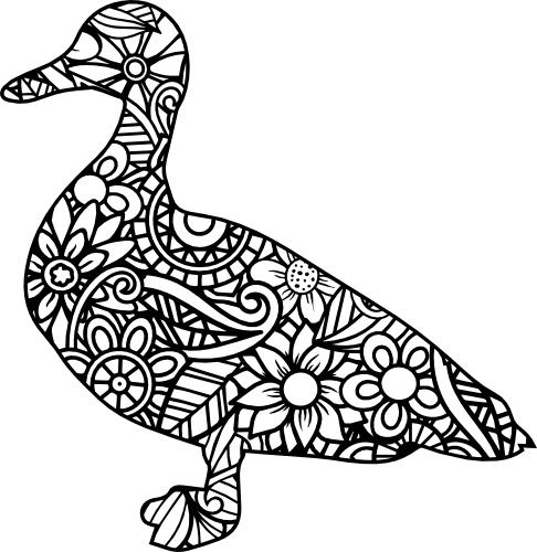 (s011-1-F) Duck Zentangle Mandala Floral Doodle