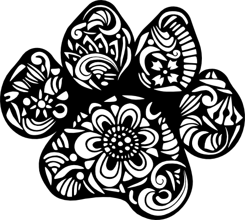 (s011-1-G3) Dog Cat Paw Print Zentangle Mandala Floral Doodle