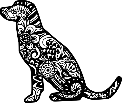 (s011-1-H2) Lab Labrador Dog Zentangle Mandala Floral Doodle