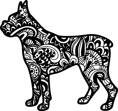(s011-1-I2) Boxer Dog Zentangle Mandala Floral Doodle
