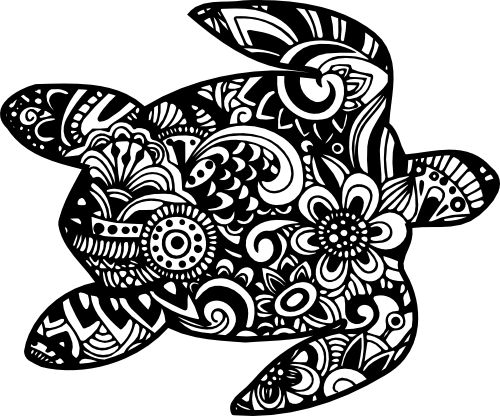(s011-1-J4) Turtle Zentangle Mandala Floral Doodle