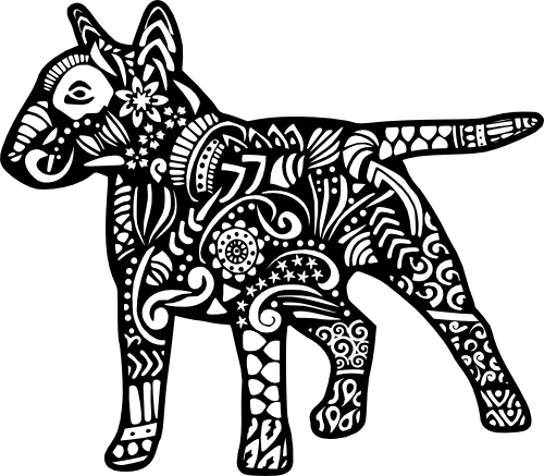 (s011-1-K2) Bull Terrier Dog Zentangle Mandala Floral Doodle