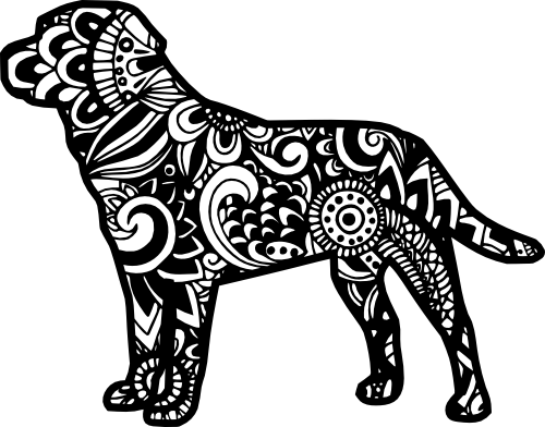 (s011-1-L2) Labrador Lab Dog Zentangle Mandala Floral Doodle