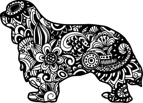 (s011-1-M2) Cavalier King Charles CKC Dog Zentangle Mandala Floral Doodle