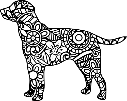 (s011-1-N2) Labrador Lab Dog Zentangle Mandala Floral Doodle