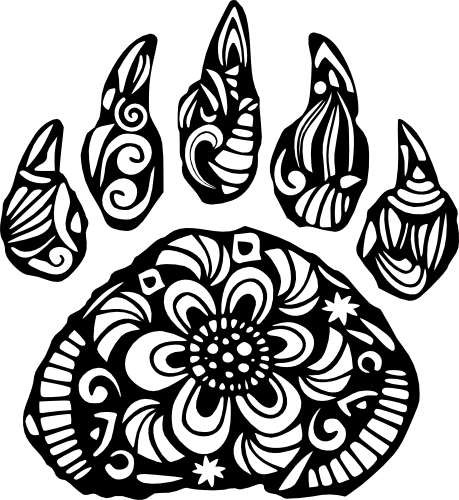 (s011-1-N3) Bear Claw Paw Print Zentangle Mandala Floral Doodle