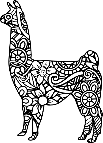 (s011-1-N) Llama Zentangle Mandala Floral Doodle