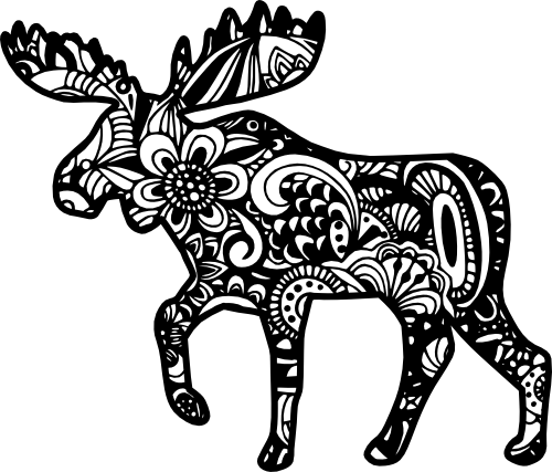 (s011-1-P3) Bear Zentangle Mandala Floral Doodle