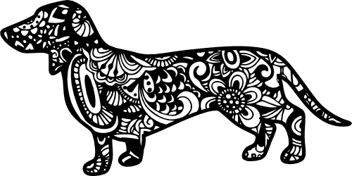 (s011-1-Q2) Dachshund Dog Zentangle Mandala Floral Doodle