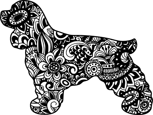 (s011-1-R2) Dog Zentangle Mandala Floral Doodle
