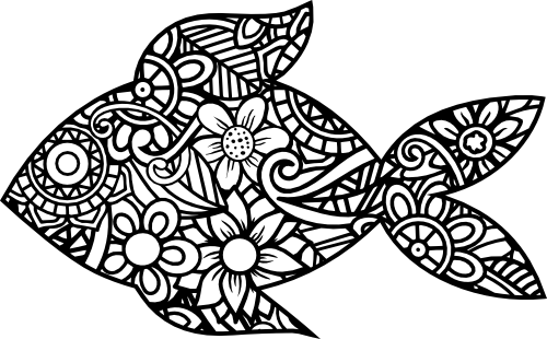 (s011-1-R4) Goldfish Fish Zentangle Mandala Floral Doodle