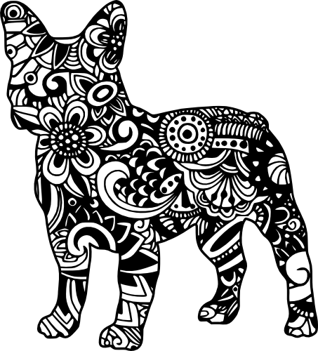 (s011-1-S2) French Bulldog Frenchie Dog Zentangle Mandala Floral Doodle