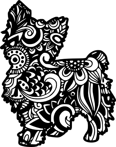 (s011-1-T2) Yorkshire Terrier Yorkie Dog Zentangle Mandala Floral Doodle