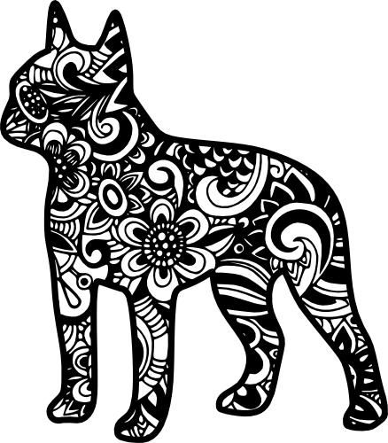 (s011-1-U2) Boston Terrier Dog Zentangle Mandala Floral Doodle