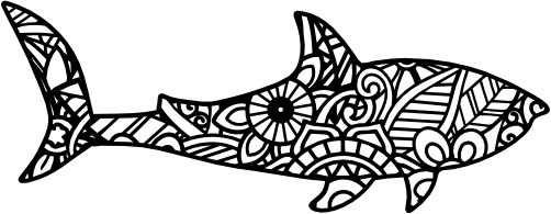 (s011-1-U4) Shark Zentangle Mandala Floral Doodle