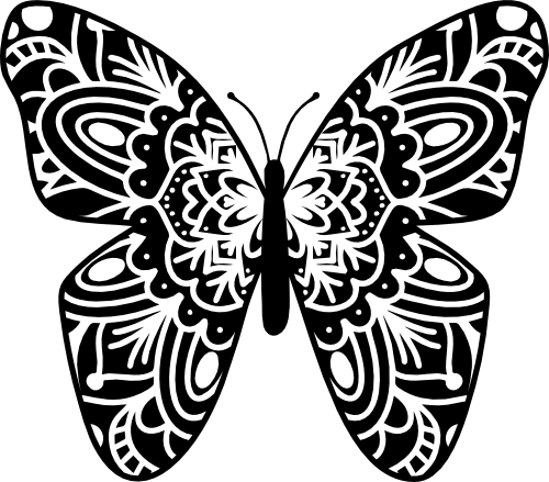 (s011-1-V3) Butterfly Zentangle Mandala Floral Doodle