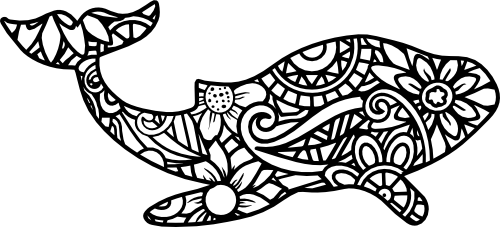 (s011-1-V4) Whale Zentangle Mandala Floral Doodle