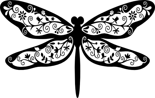 (s011-1-W3) Dragonfly Zentangle Mandala Floral Doodle