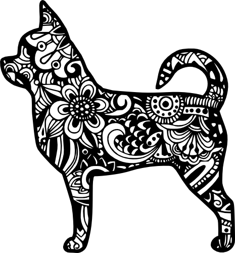 (s011-1-X2) Short Hair Chihuahua Dog Zentangle Mandala Floral Doodle