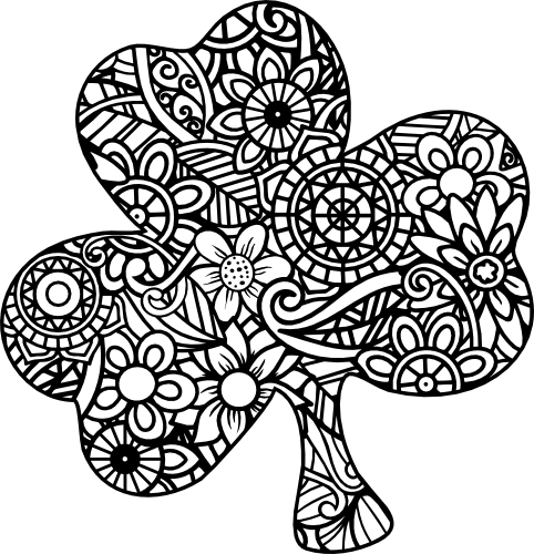 (011-01-1X) Clover Shamrock Zentangle Mandala Floral Doodle