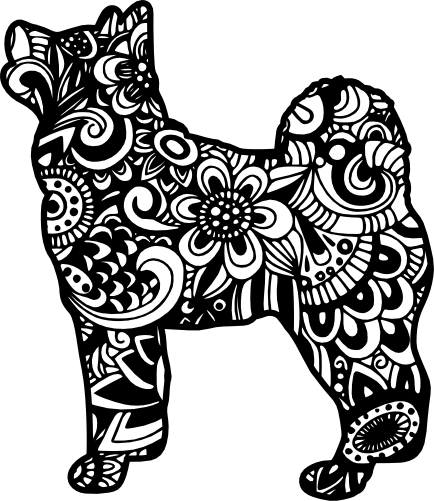 (s011-1-Y2) Husky Dog Zentangle Mandala Floral Doodle