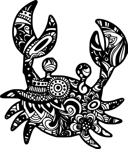 (s011-1-Z4) Crab Zentangle Mandala Floral Doodle
