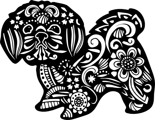 (s011-1-Z) Shih Tzu Dog Zentangle Mandala Floral Doodle