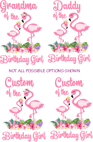 (s110-3E) Mommy of the Birthday Girl Flamingo Family Custom Text