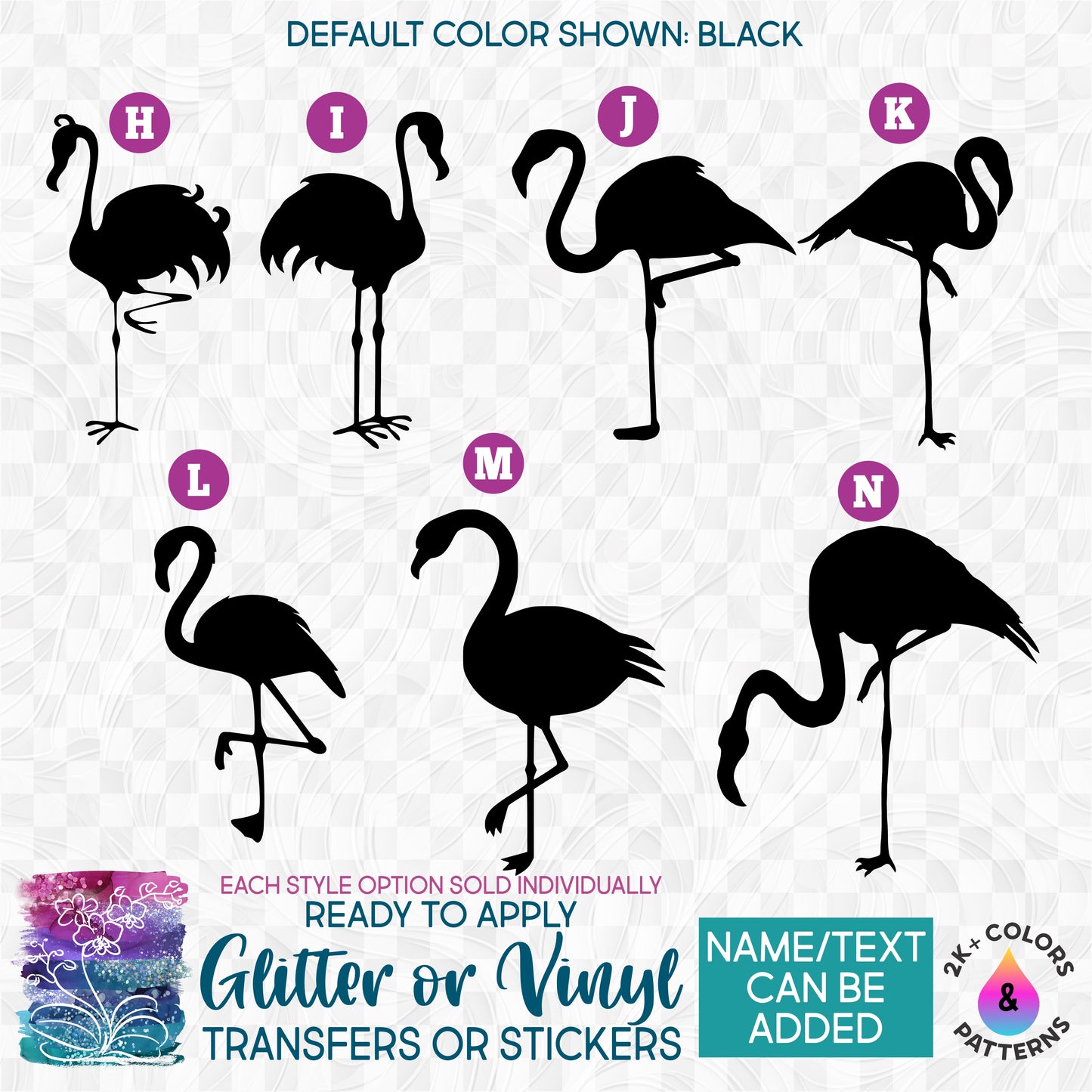 (s110-1) Flamingos Flamingo Flock Glitter or Vinyl Iron-On Transfer or Sticker