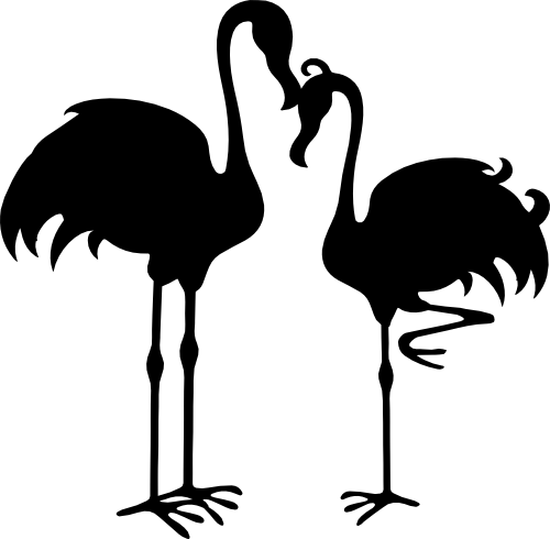 (s110-1-O) Flamingo Couple Silhouette