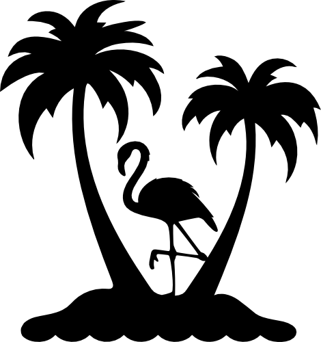 (s110-1-T) Flamingo Palm Tree Silhouette
