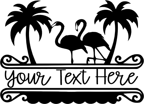 (s110-2D) Flamingo Split Name Custom Text