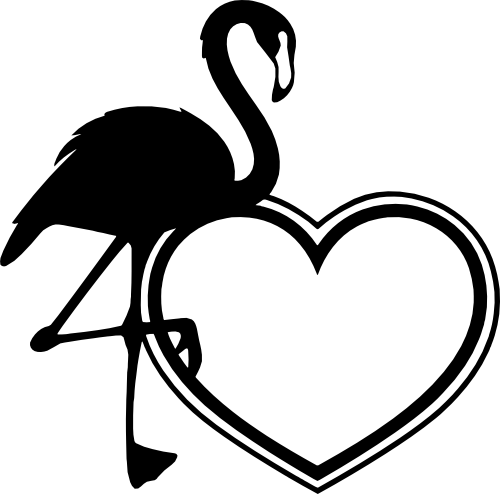 (s110-2B) Flamingo Heart Frame