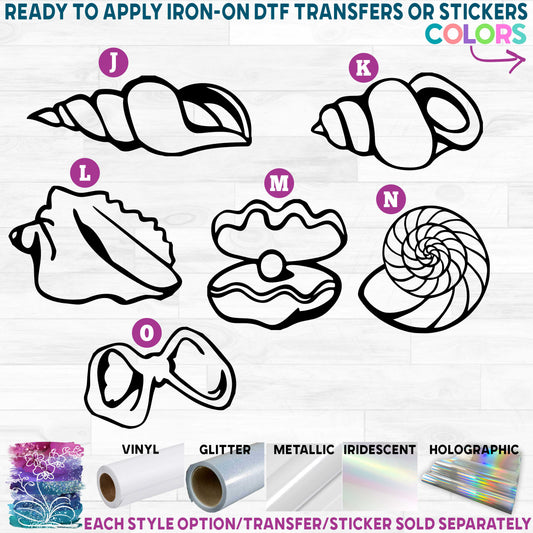 (s111) Sea Shells Conch Clam Oyster Shell Pearl Printed Heat Transfer or Sticker