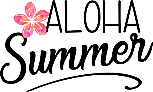 (s112-5) Aloha Summer Tropical Watercolor Hibiscus Plumeria