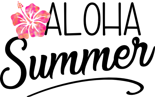 (s112-5) Aloha Summer Tropical Watercolor Hibiscus Plumeria